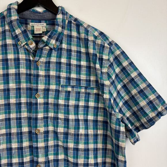 Carbon2Cobalt Mens Cotton Plaid Button Down Shirt Blue - L - Picture 2 of 8